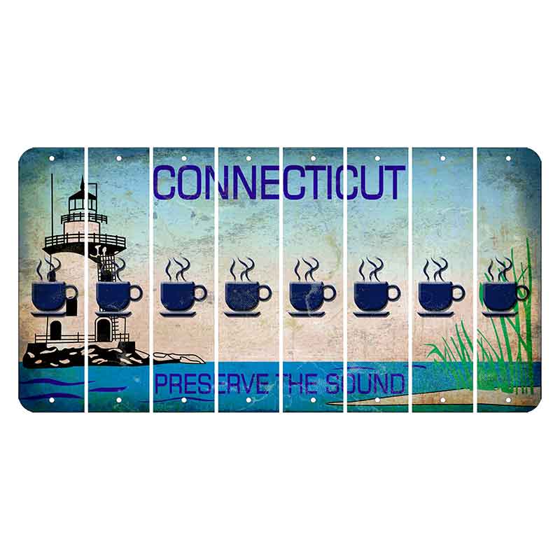 Connecticut Preserve the Sound Cut License Plate Strips (Set of 8) Coffee Mug