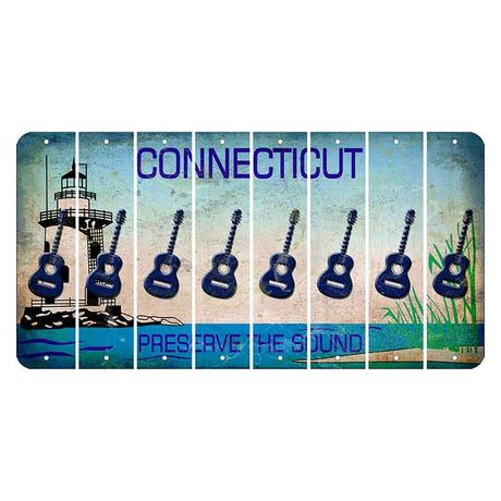 Connecticut Preserve the Sound Cut License Plate Strips (Set of 8) Guitar