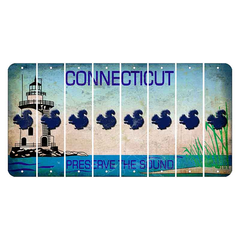 Connecticut Preserve the Sound Cut License Plate Strips (Set of 8) Squirrel