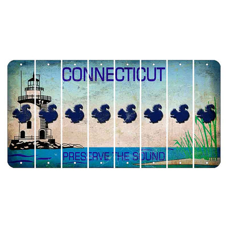 Connecticut Preserve the Sound Cut License Plate Strips (Set of 8) Squirrel