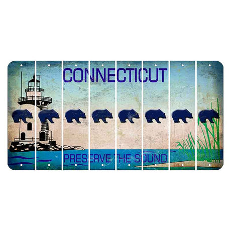 Connecticut Preserve the Sound Cut License Plate Strips (Set of 8) Bear