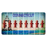 Connecticut Preserve the Sound Cut License Plate Strips (Set of 8) Fire Hydrant