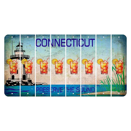 Connecticut Preserve the Sound Cut License Plate Strips (Set of 8) Cocktail