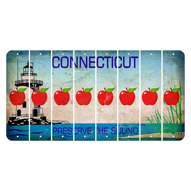 Connecticut Preserve the Sound Cut License Plate Strips (Set of 8) Apple