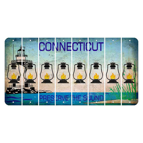Connecticut Preserve the Sound Cut License Plate Strips (Set of 8) Lantern