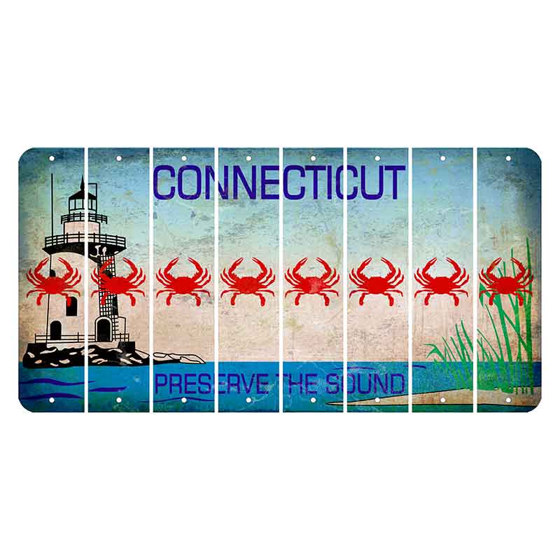 Connecticut Preserve the Sound Cut License Plate Strips (Set of 8) Crab