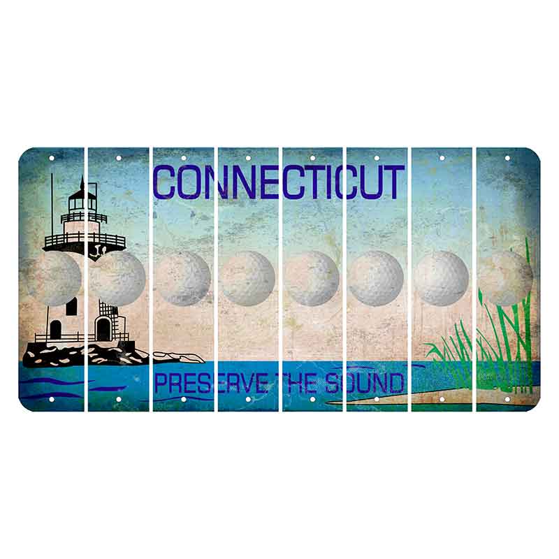 Connecticut Preserve the Sound Cut License Plate Strips (Set of 8) Golfball