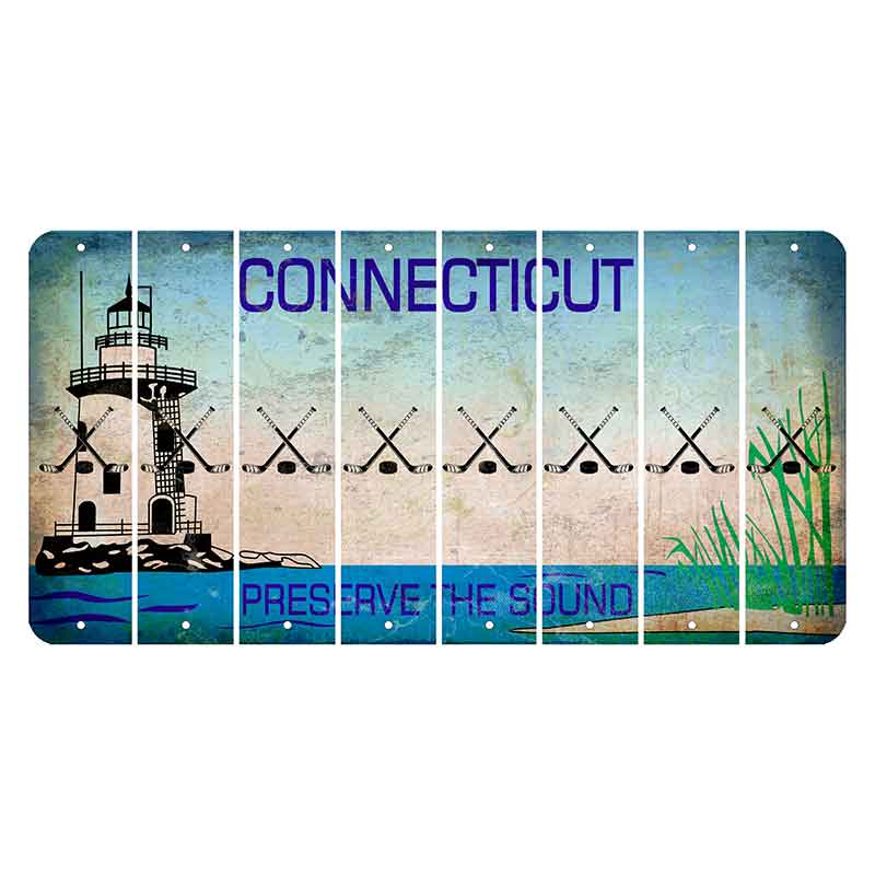 Connecticut Preserve the Sound Cut License Plate Strips (Set of 8) Hockey