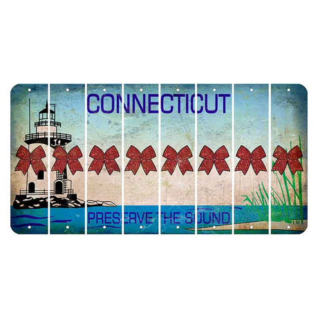 Connecticut Preserve the Sound Cut License Plate Strips (Set of 8) Cheer Bow