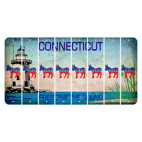 Connecticut Preserve the Sound Cut License Plate Strips (Set of 8) Democrat