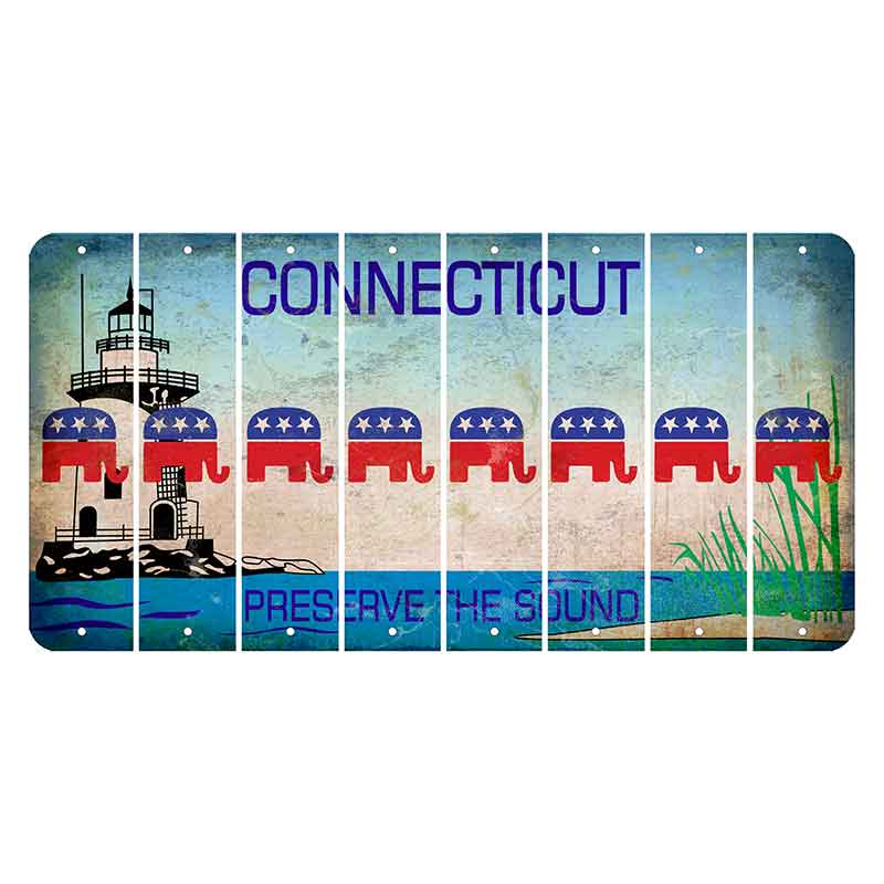 Connecticut Preserve the Sound Cut License Plate Strips (Set of 8) Republican