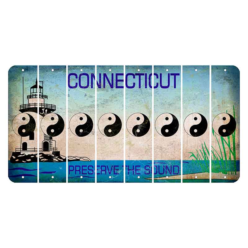 Connecticut Preserve the Sound Cut License Plate Strips (Set of 8) Yin Yang