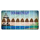 Connecticut Preserve the Sound Cut License Plate Strips (Set of 8) Emoji - Poop