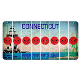 Connecticut Preserve the Sound Cut License Plate Strips (Set of 8) Emoji - Angry