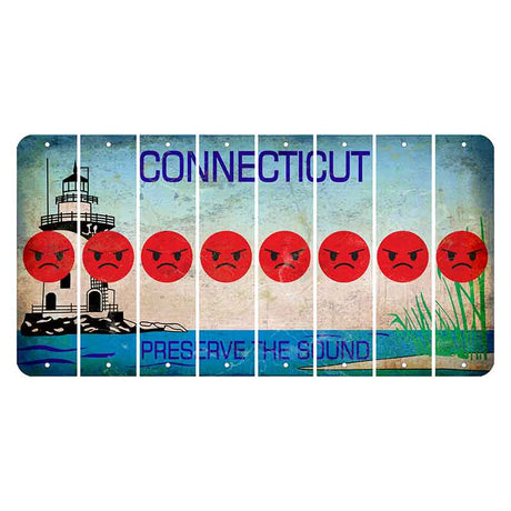 Connecticut Preserve the Sound Cut License Plate Strips (Set of 8) Emoji - Angry