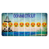 Connecticut Preserve the Sound Cut License Plate Strips (Set of 8) Emoji - Heart Eyes