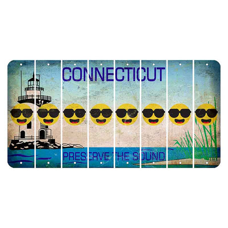 Connecticut Preserve the Sound Cut License Plate Strips (Set of 8) Emoji - Shades