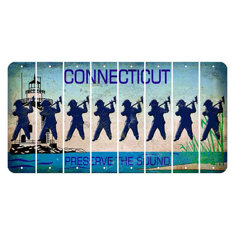 Connecticut Preserve the Sound Cut License Plate Strips (Set of 8) Fireman with Axe
