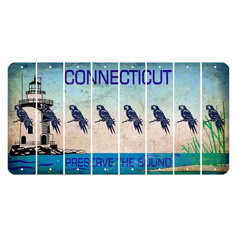 Connecticut Preserve the Sound Cut License Plate Strips (Set of 8) Parrot