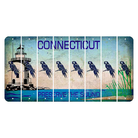 Connecticut Preserve the Sound Cut License Plate Strips (Set of 8) Parrot