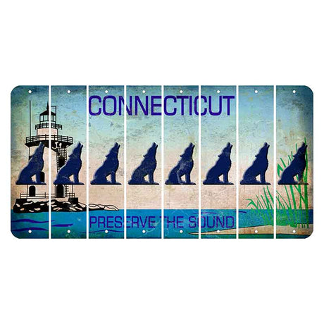 Connecticut Preserve the Sound Cut License Plate Strips (Set of 8) Howling Wolf