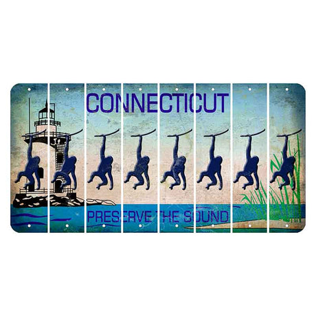 Connecticut Preserve the Sound Cut License Plate Strips (Set of 8) Monkey