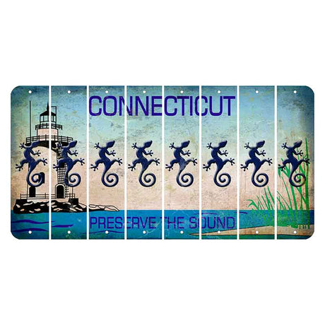 Connecticut Preserve the Sound Cut License Plate Strips (Set of 8) Gecko