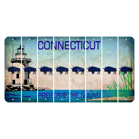 Connecticut Preserve the Sound Cut License Plate Strips (Set of 8) Buffalo