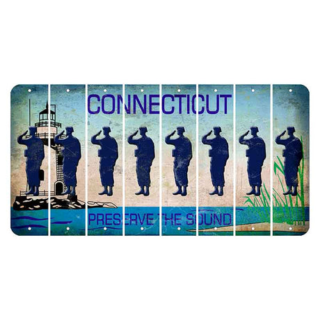 Connecticut Preserve the Sound Cut License Plate Strips (Set of 8) Soldier - Saluting