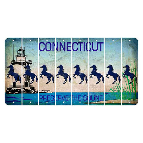 Connecticut Preserve the Sound Cut License Plate Strips (Set of 8) Horse