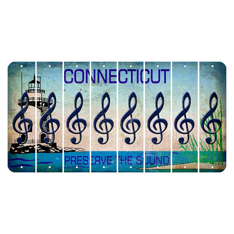 Connecticut Preserve the Sound Cut License Plate Strips (Set of 8) Music Note