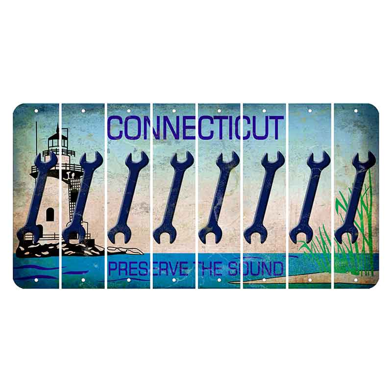 Connecticut Preserve the Sound Cut License Plate Strips (Set of 8) Wrench