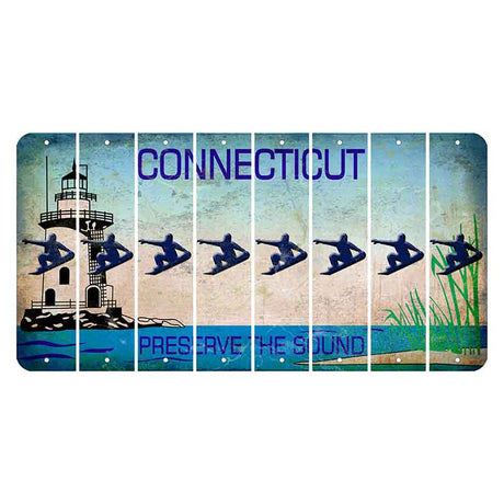 Connecticut Preserve the Sound Cut License Plate Strips (Set of 8) Snowboarder