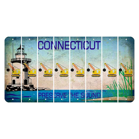 Connecticut Preserve the Sound Cut License Plate Strips (Set of 8) Wrecking Ball Crane