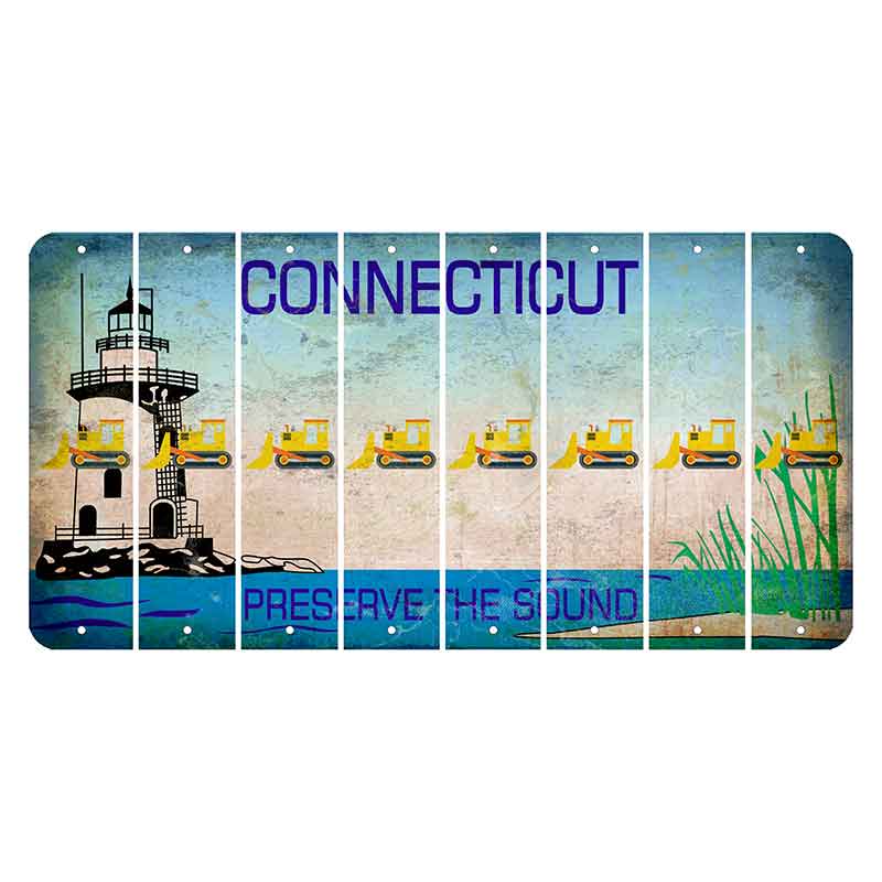 Connecticut Preserve the Sound Cut License Plate Strips (Set of 8) Dozer