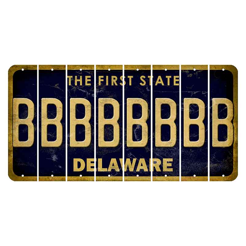 Delaware The First State Cut License Plate Strips (Set of 8) B
