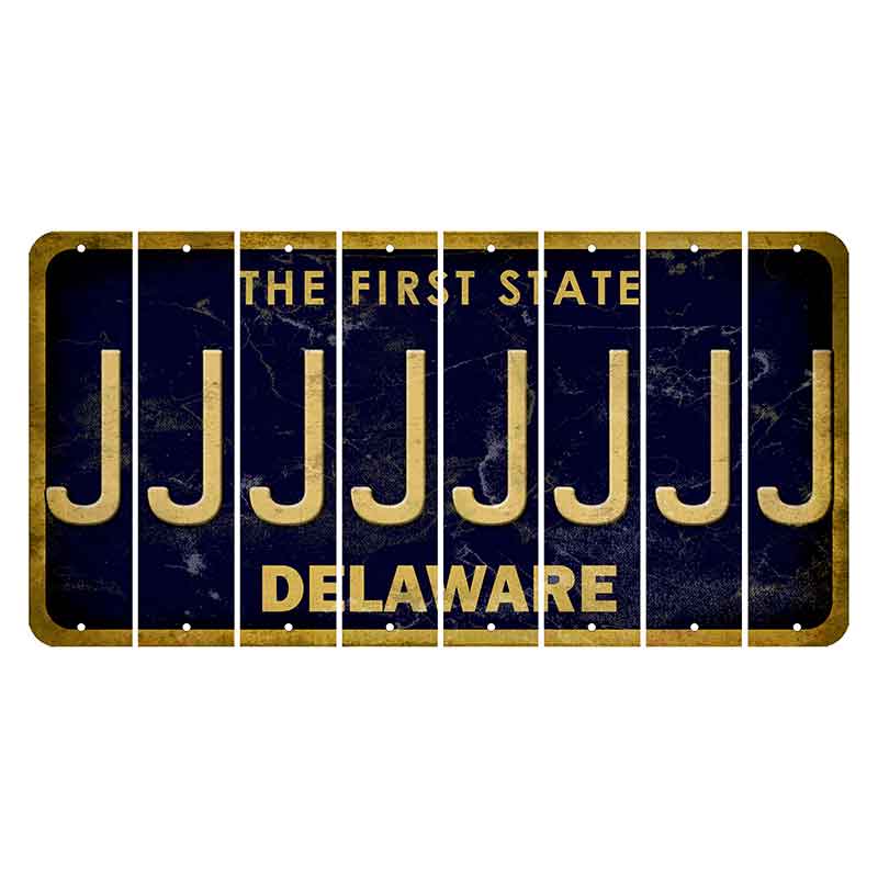 Delaware The First State Cut License Plate Strips (Set of 8) J