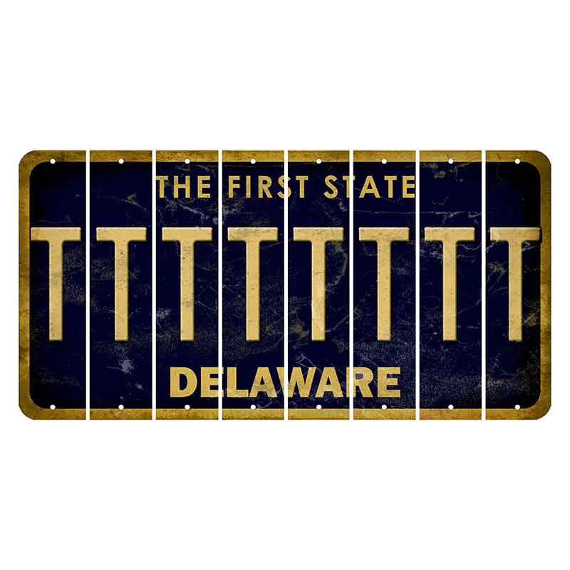 Delaware The First State Cut License Plate Strips (Set of 8) T