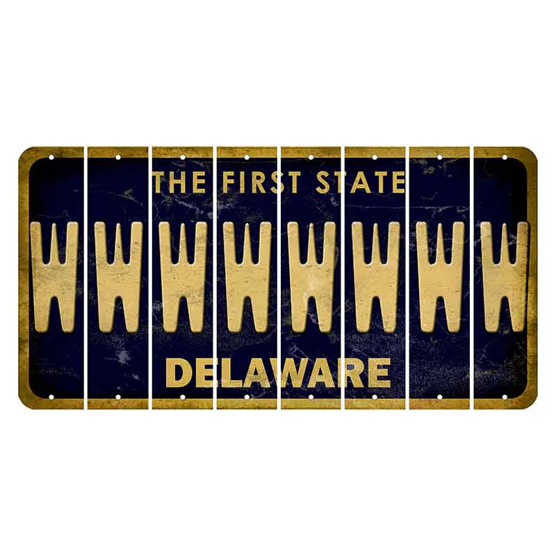 Delaware The First State Cut License Plate Strips (Set of 8) W