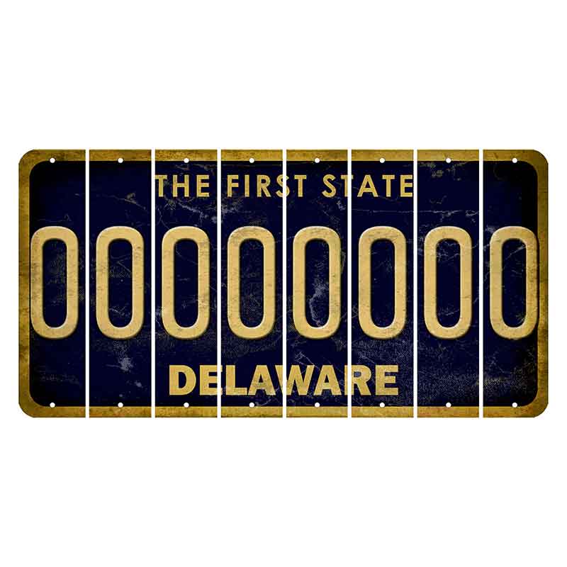 Delaware The First State Cut License Plate Strips (Set of 8) 0