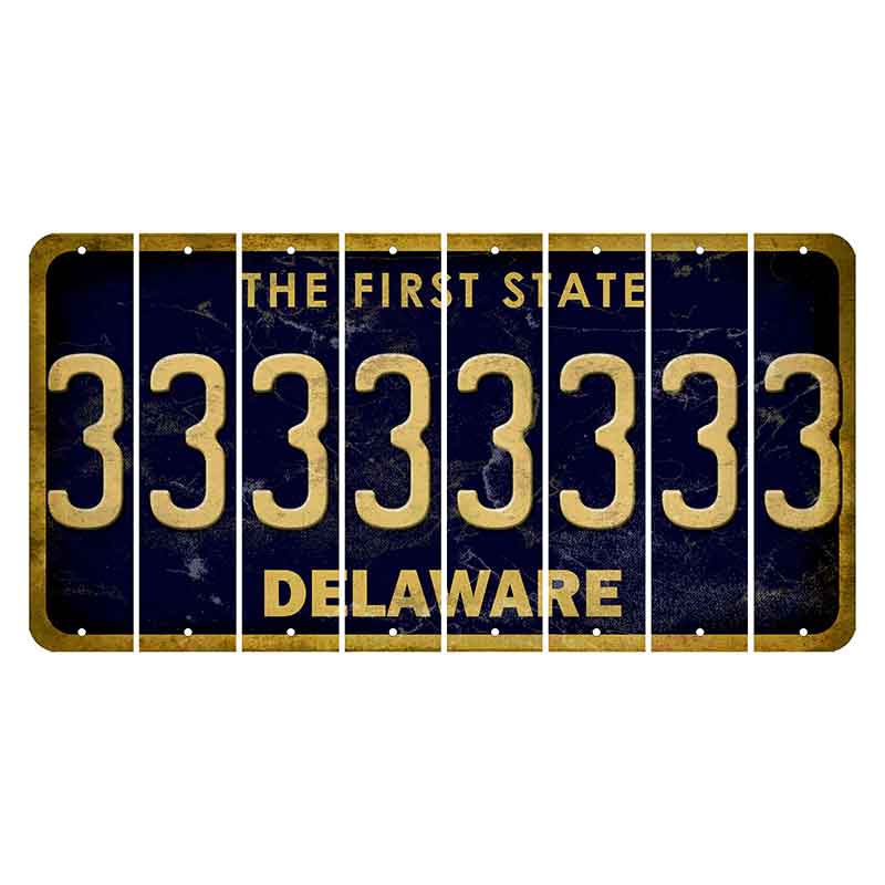 Delaware The First State Cut License Plate Strips (Set of 8) 3