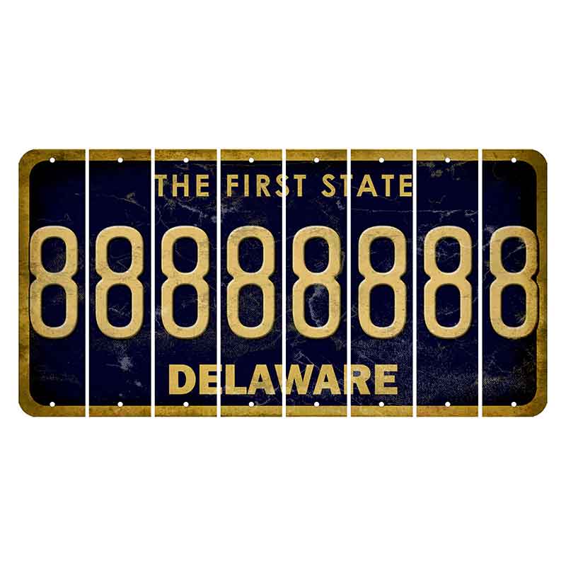 Delaware The First State Cut License Plate Strips (Set of 8) 8