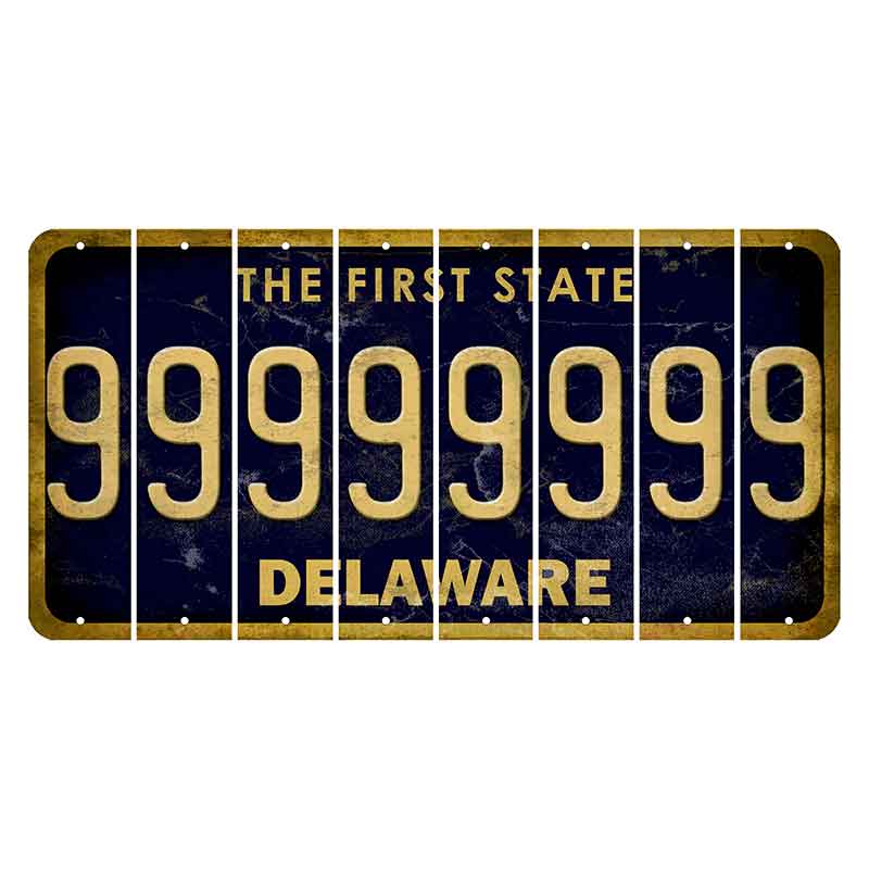 Delaware The First State Cut License Plate Strips (Set of 8) 9
