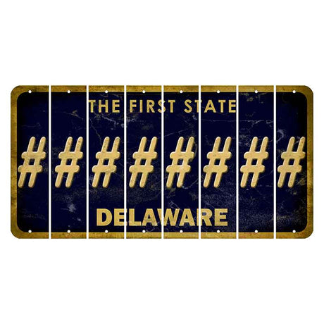 Delaware The First State Cut License Plate Strips (Set of 8) Hashtag