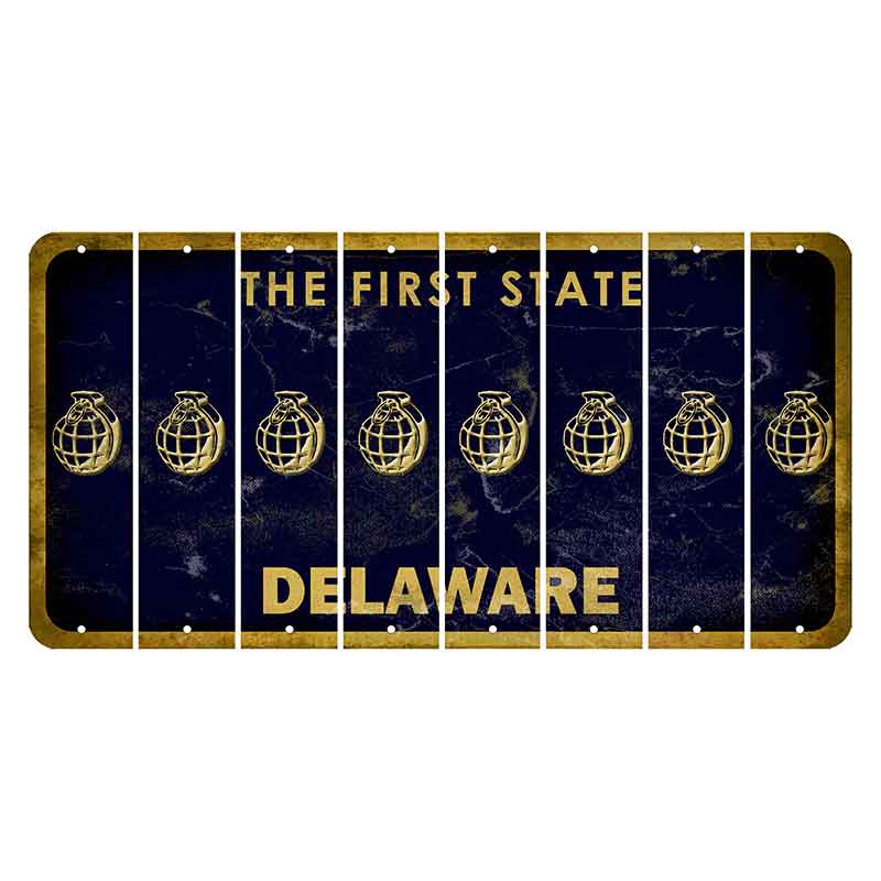 Delaware The First State Cut License Plate Strips (Set of 8) Grenade