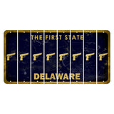 Delaware The First State Cut License Plate Strips (Set of 8) Handgun