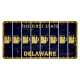 Delaware The First State Cut License Plate Strips (Set of 8) Beer Mug