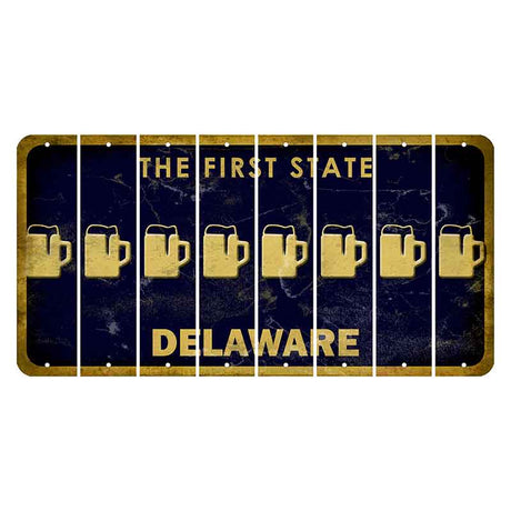 Delaware The First State Cut License Plate Strips (Set of 8) Beer Mug