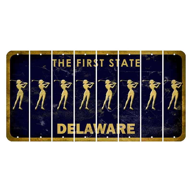 Delaware The First State Cut License Plate Strips (Set of 8) Female Golfer