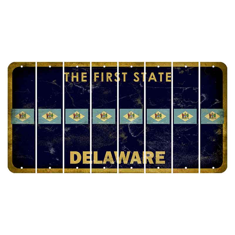 Delaware The First State Cut License Plate Strips (Set of 8) Star Fish